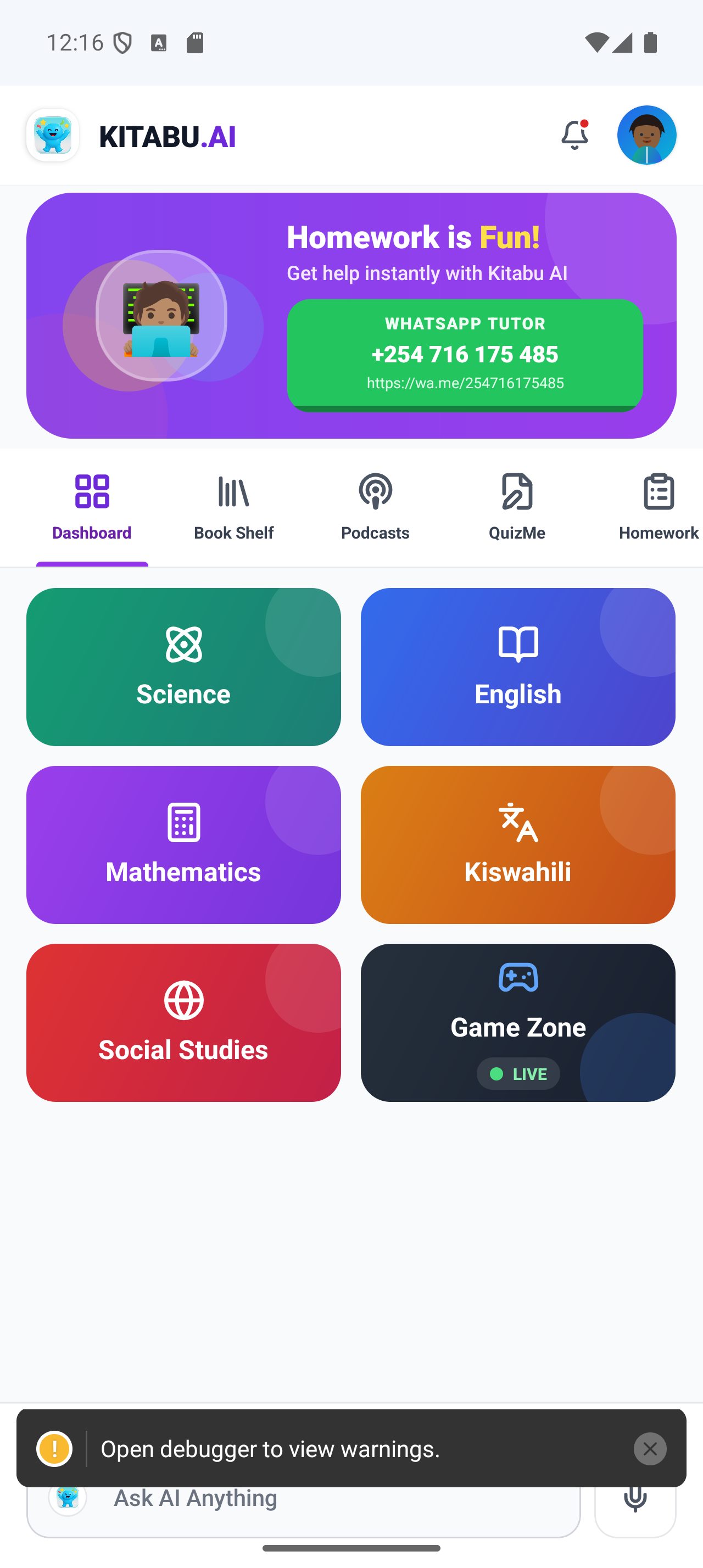 Kitabu AI school learning and game zone screenshot
